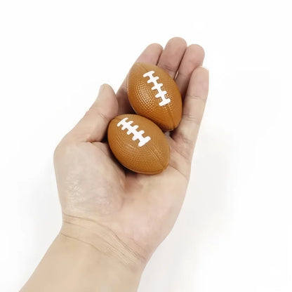 Mini PU Rugby Stress Balls | 6 Pack Squeeze Sports Toys for Anxiety Relief