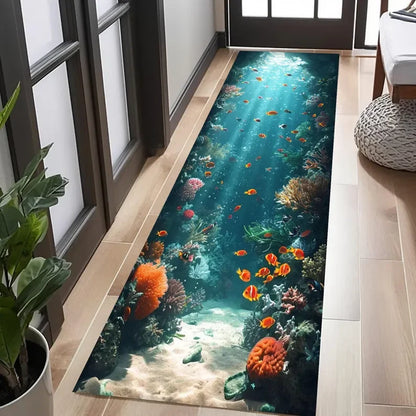 3D Waterfall Canyon Carpet Mat Rug Realistic Nature Print Non-slip Floor Mat for Living Room Bedroom Hallway Home Decoration