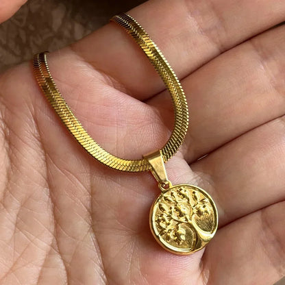 Tree of Life Pendant Necklace | Stainless Steel Family Tree Jewelry for Men and Women