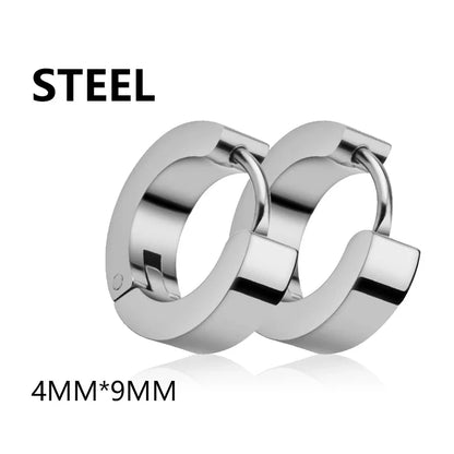 Gothic Hoop Earrings for Men and Women | Stainless Steel Clip-On Ear Cuffs