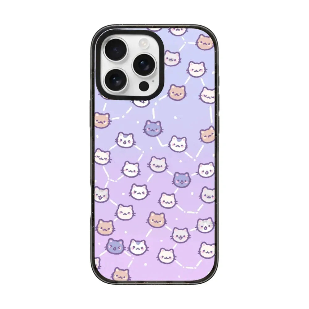 Cartoon Cloud Cat Black Acrylica Border Magnetic Case For iPhone