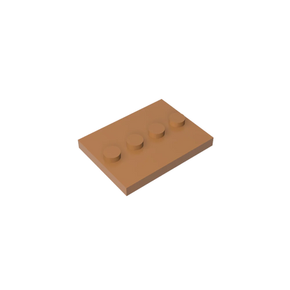 Gobricks GDS-980 Tile, Modified 3 x 4 with 4 Studs in Center | Compatible Building Block for DIY and MOC