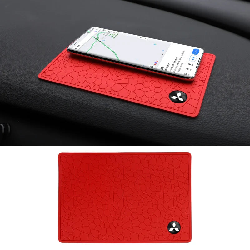 PVC Car Emblem Non-Slip Mat Dashboard Pad | Mitsubishi L200 ASX Pajero