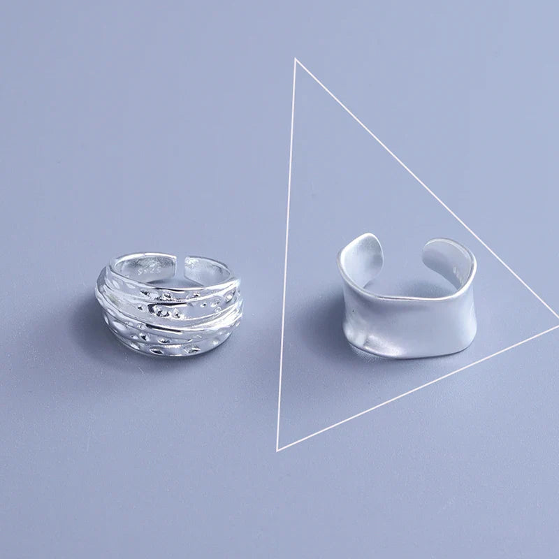 VENTFILLE 925 Sterling Silver Irregular Ring | Geometric Minimalist Jewelry for Women
