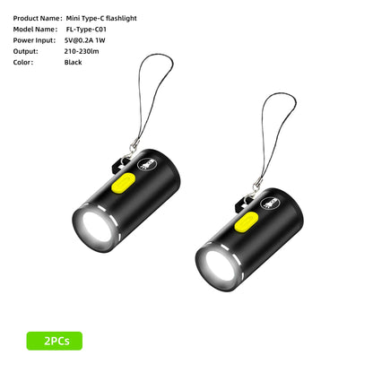 Mini High Brightness LED Flashlight | Type C Rechargeable Travel Torch