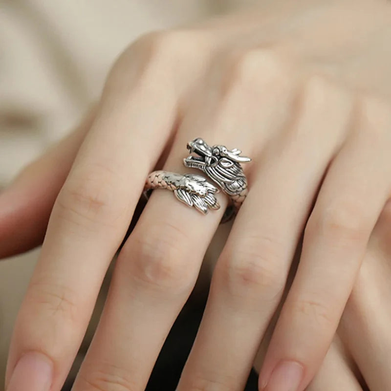 VENTFILLE 925 Sterling Silver Adjustable Rings | Vintage Hip Hop Couples Jewelry