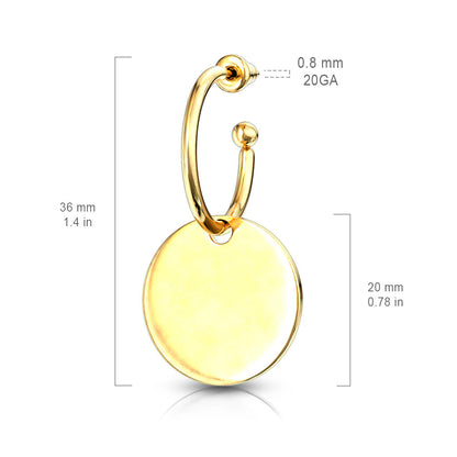 Circular Dangle Stainless Steel Stud Hoop Earrings