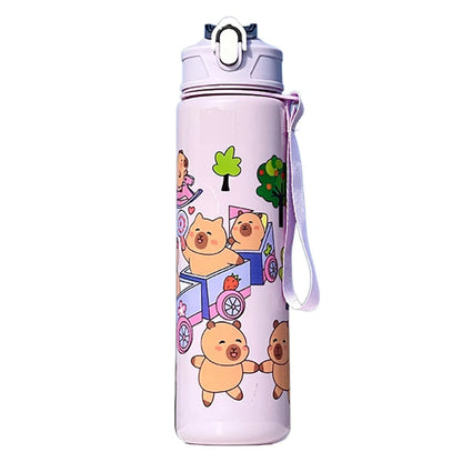 700ml Capybara Cute Water Cup with Straw & Handle | Large Capacity Sports Water Bottle
