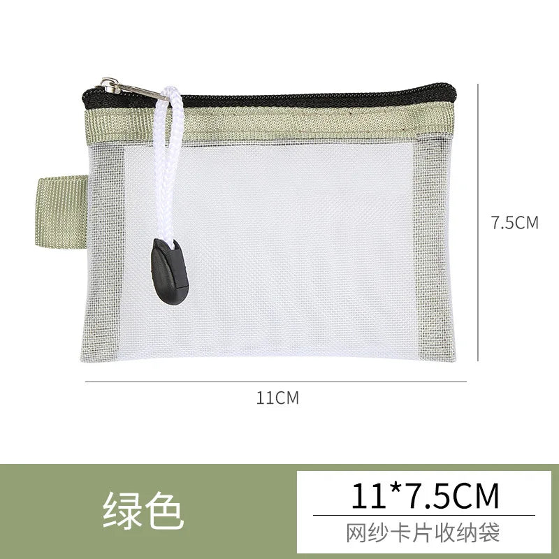 Mini Transparent Mesh Zipper Card Storage Bag | Portable Nylon Coin Purse