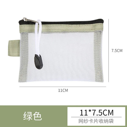 Mini Transparent Mesh Zipper Card Storage Bag | Portable Nylon Coin Purse