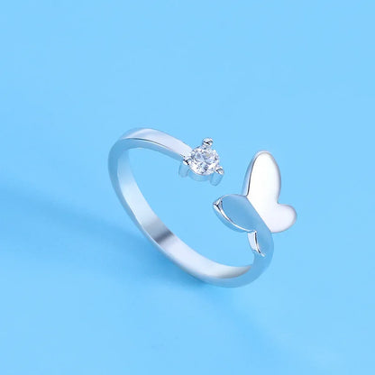925 Sterling Silver Zircon Adjustable Ring | Women's Cocktail Jewelry