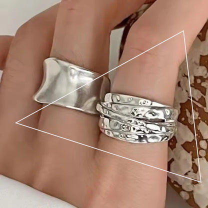 VENTFILLE 925 Sterling Silver Irregular Ring | Geometric Minimalist Jewelry for Women