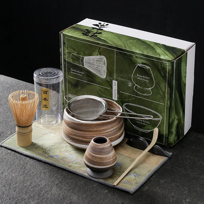 4PCS Japanese Matcha DIY Tea-Making Tools Bamboo Matcha Whisk Scoop Bowl Tea Whisk Brush Suits Ceremony Accessories