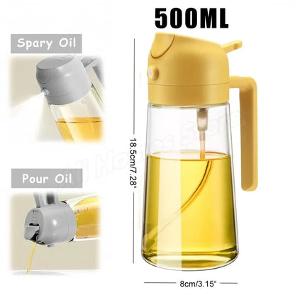 2 in 1 Oil Sprayer and Dispenser Bottle | Cooking Oil Spray Bottle for BBQ, Air Fryer, and Salad