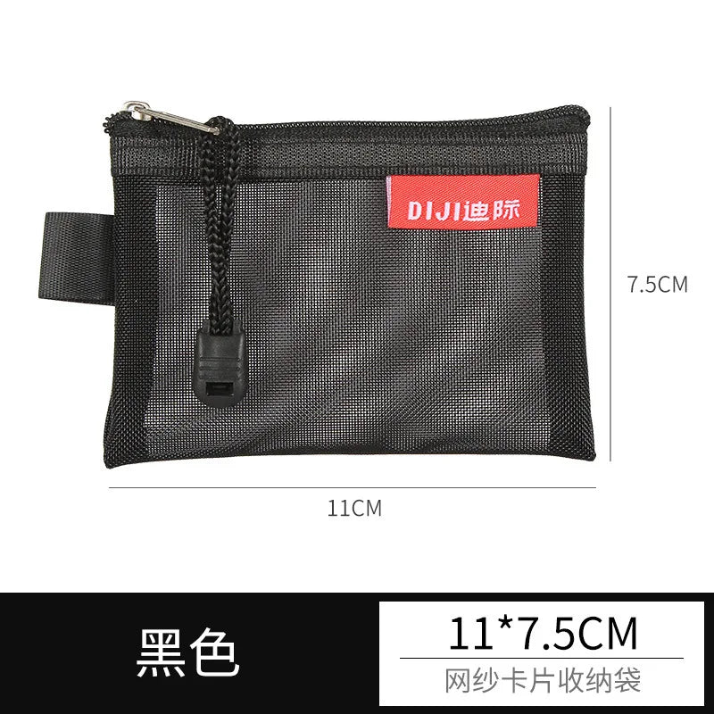 Mini Transparent Mesh Zipper Card Storage Bag | Portable Nylon Coin Purse