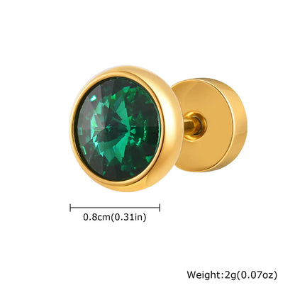 Stainless Steel Men’s Earrings | 8mm Multi-Faceted Screw Back Stud
