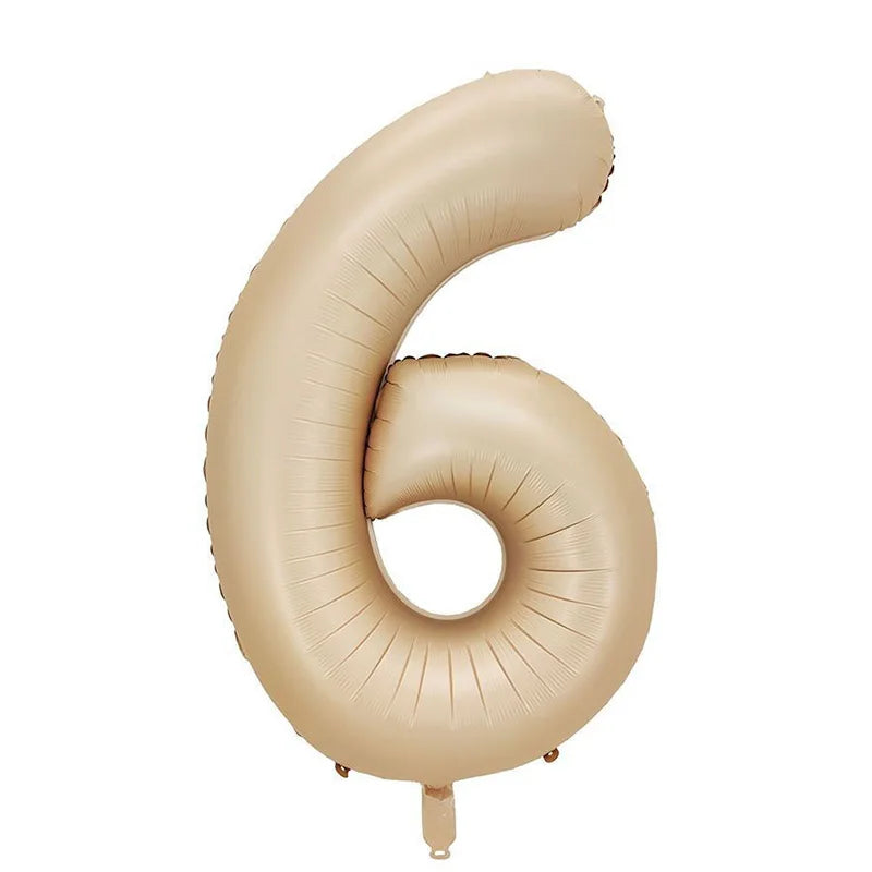 Cream Foil Number Balloons 1-9 Set | Large Digital Birthday Party Decor
