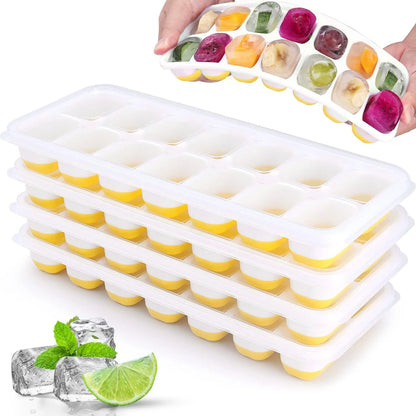 14 Grid Square Ice Cube Tray with Lid | Silicone Mold for Easy Release