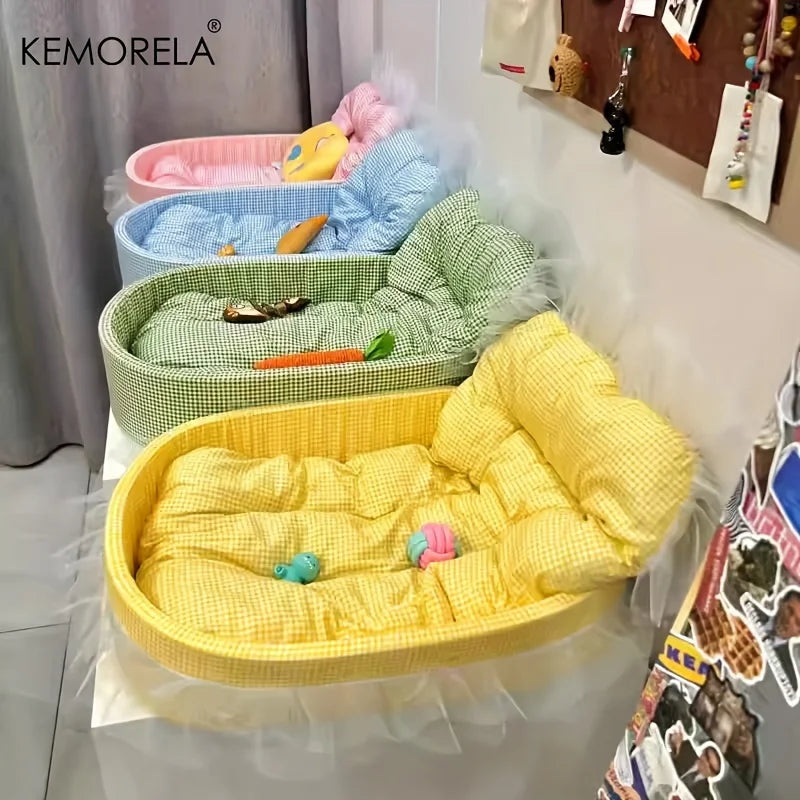KEMORELA Gauze-edged Cat Princess Sofa Bed Washable and Removable - Universal Pet Mat for All Seasons Suitable for Cats and Dogs
