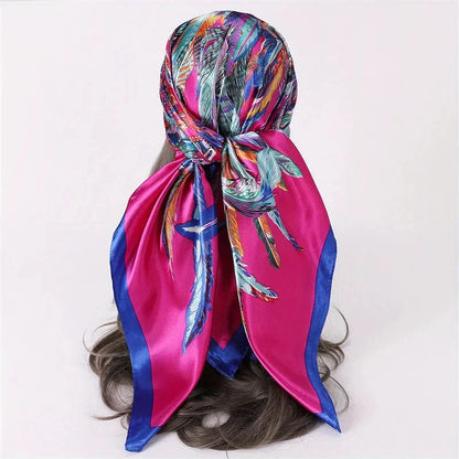Satin Square Scarf – Elegant 2025 Print Hijab, Shawl & Hair Wrap