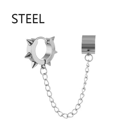 Punk Tassel Clip Earrings | Unisex Hip Hop Chain Hoop Ear Cuffs