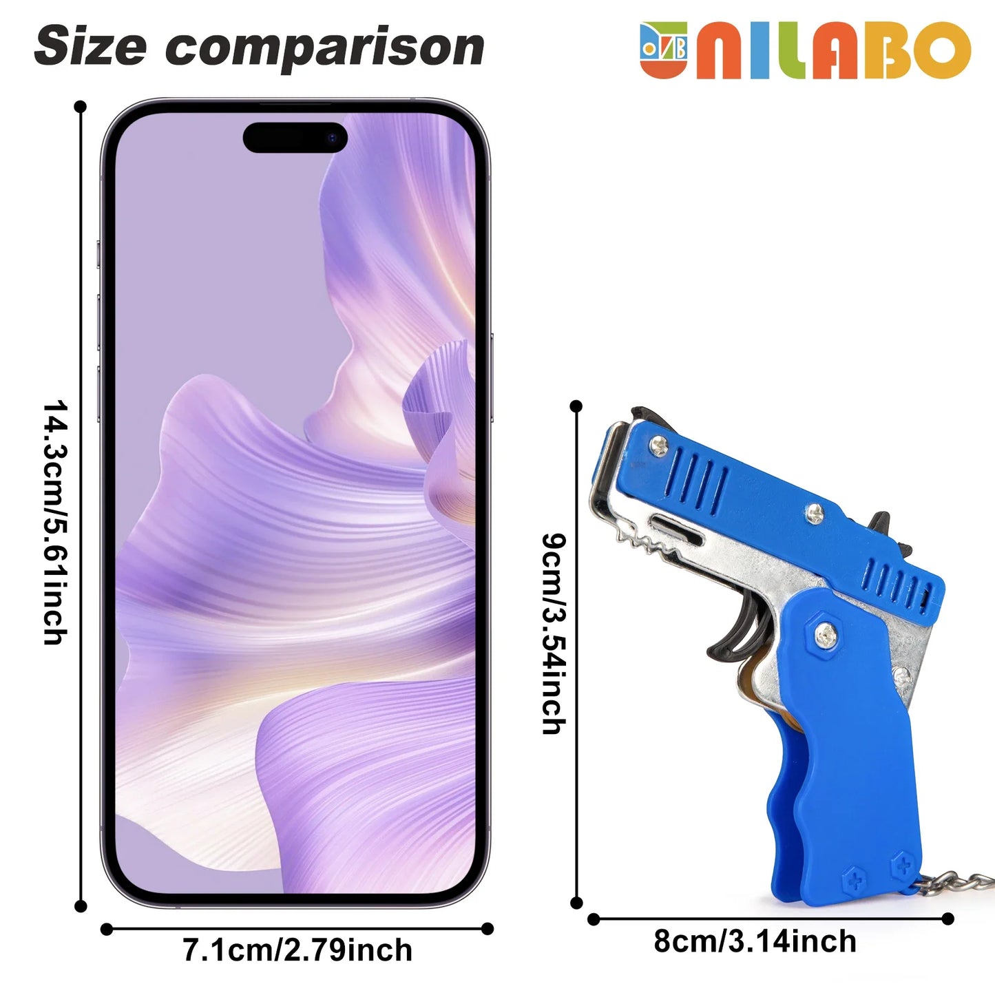 Mini Rubber Band Gun Keychain | Foldable Alloy Toy Gun with 6 Rubber Bands