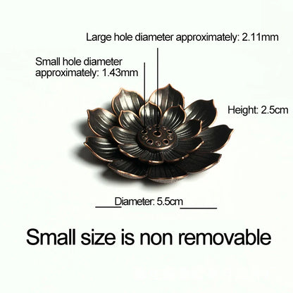 Lotus Flower Incense Burner | Metal Wax Melt Holder for Temple and Home