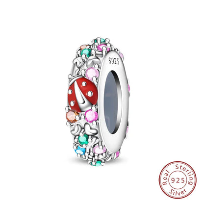 100% 925 Sterling Silver Rainbow Zircon Butterfly Dragon Silicone Stopper Charms - Colorful Beads for DIY Bracelets, Customizable Jewelry for All Occasions