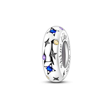 100% 925 Sterling Silver Rainbow Zircon Butterfly Dragon Silicone Stopper Charms - Colorful Beads for DIY Bracelets, Customizable Jewelry for All Occasions