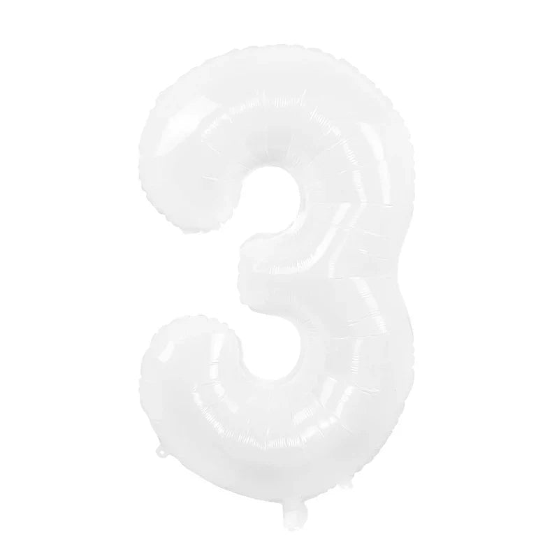 Cream Foil Number Balloons 1-9 Set | Large Digital Birthday Party Decor