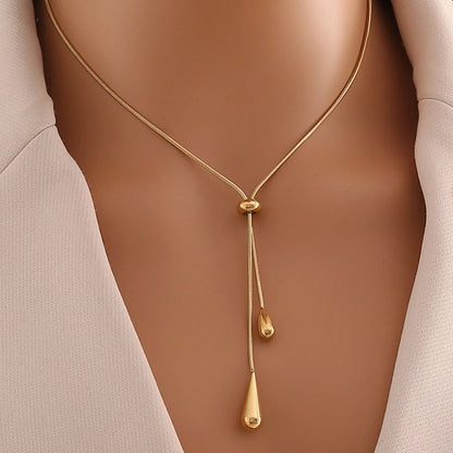 Waterdrop Pendant Necklace | Minimalist Stainless Steel Teardrop Jewelry for Women