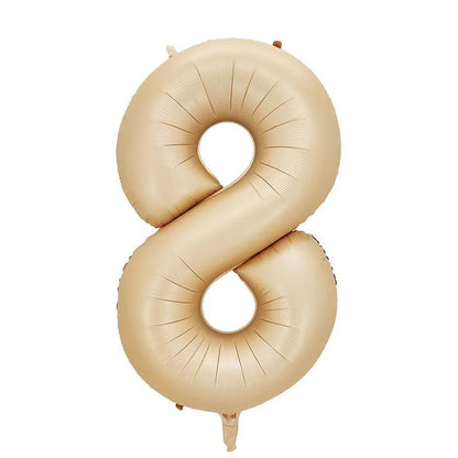 Cream Foil Number Balloons 1-9 Set | Large Digital Birthday Party Decor