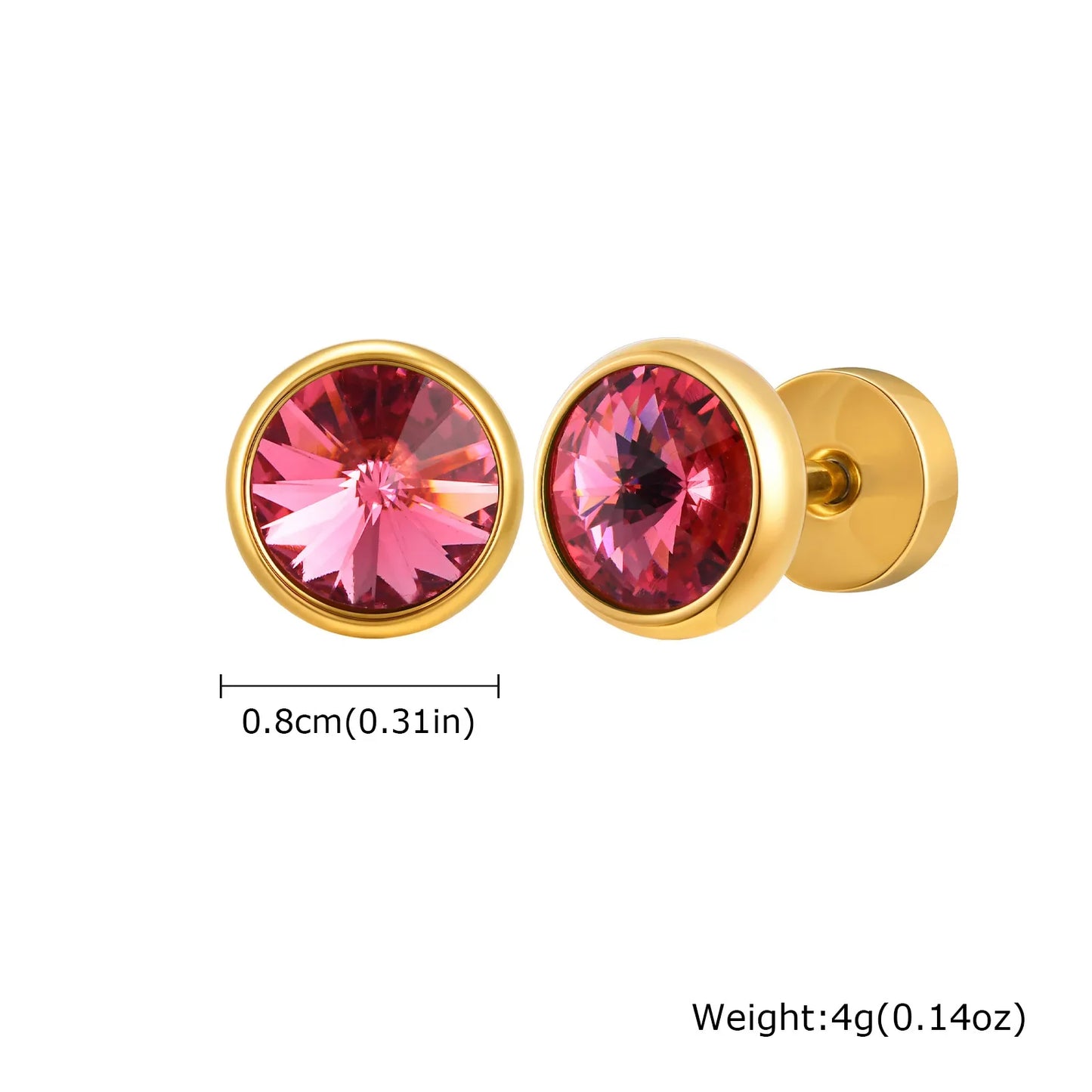 Stainless Steel Men’s Earrings | 8mm Multi-Faceted Screw Back Stud