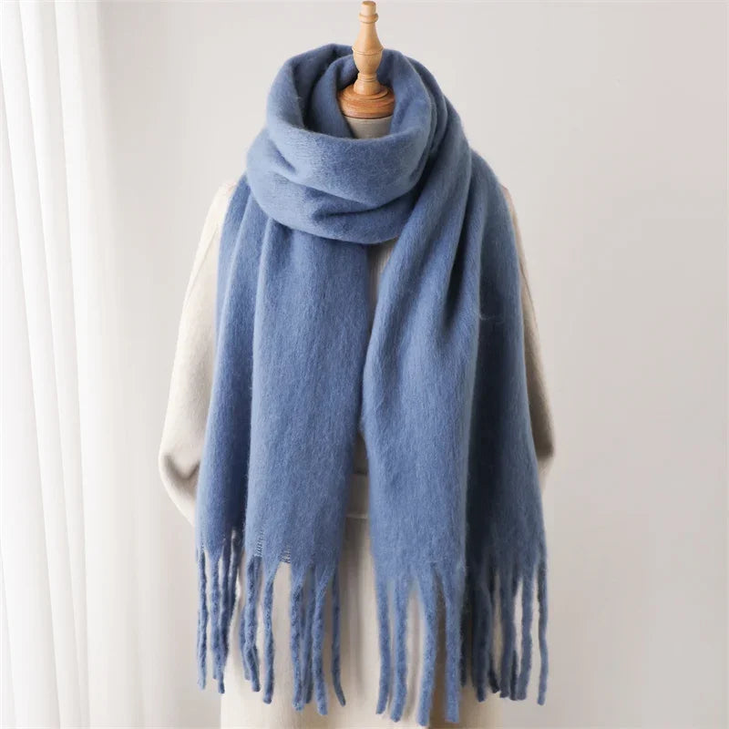 Women's Cashmere-Feel Long Tassel Scarf Shawl - Pashmina Blanket Wrap 94 in (240 cm) Thick Soft Winter Wrap