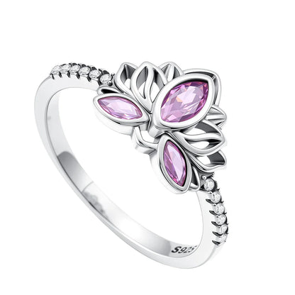 Sparkling Pink Bow Lotus Elephant Ring | Women's Wedding Banquet Jewelry Gift