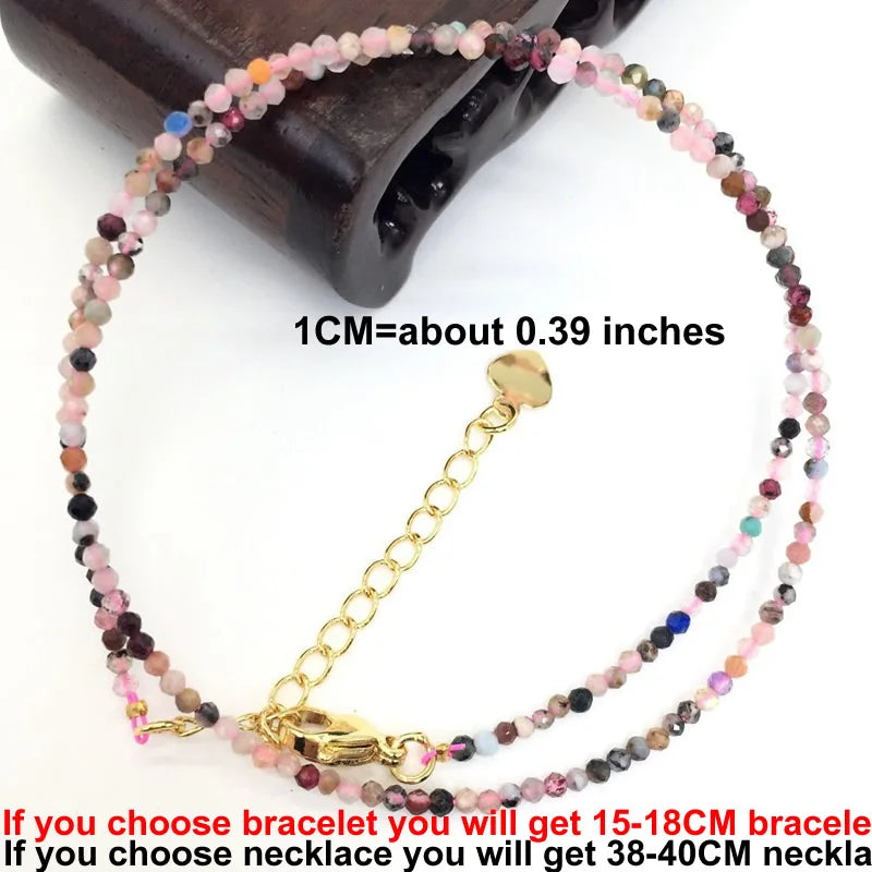 Faceted Gemstone Bead Choker Necklace and Bracelet Set | Natural Stone Jewelry for Men and Women
