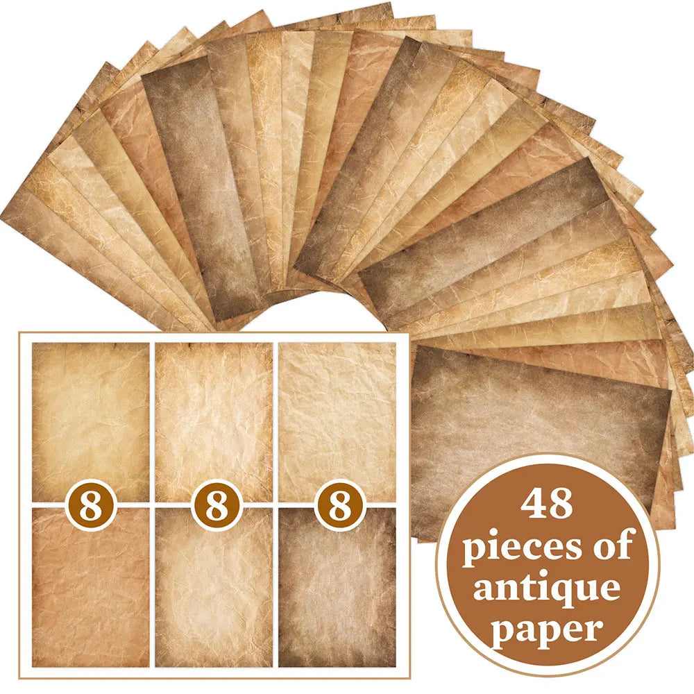48 Sheets Vintage Scrapbook Paper Set | A4 Retro Junk Journal Collage Supplies