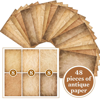 48 Sheets Vintage Scrapbook Paper Set | A4 Retro Junk Journal Collage Supplies