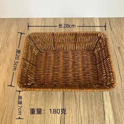 Imitation Rattan Fruit Basket Sundry Storage Basket Hand-Woven Storage Box Home Storage Supplies Tabletop Display Rattan Basket