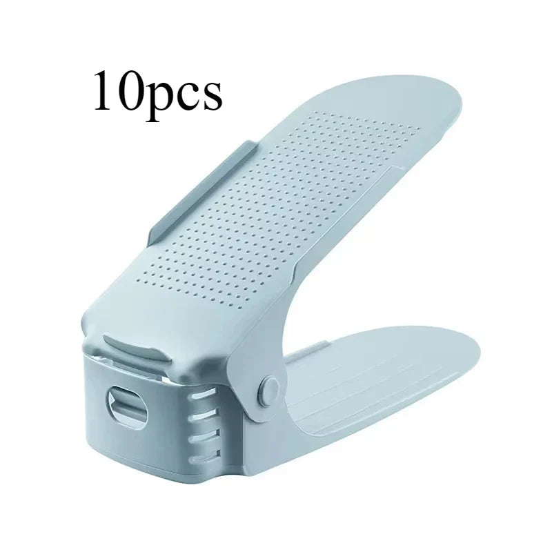 5/10Pcs Adjustable Shoe Stacker Shoe Slots Organizer Shoe Slots Space Saver Double Deck Shoe Rack Holder For Closet Organization
