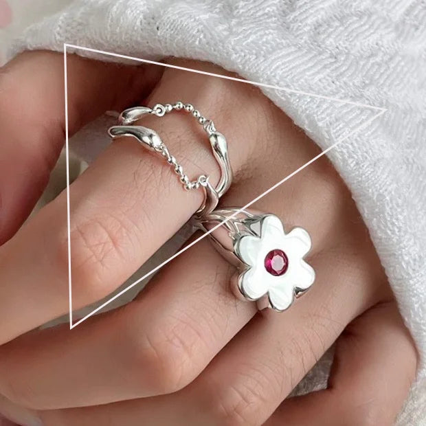 VENTFILLE 925 Sterling Silver Flower Ring | Hollow Out Retro Jewelry for Women
