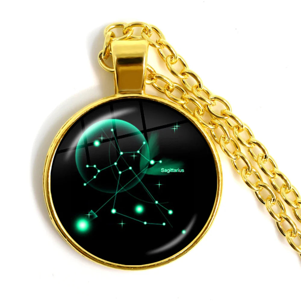 Zodiac Necklace Silver Plated | 12 Constellation Pendant Jewelry