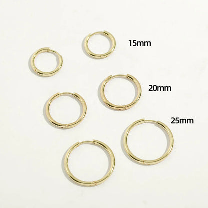 Gold Stainless Steel Hoop Earrings for Women Men | Minimalist Circle Huggies