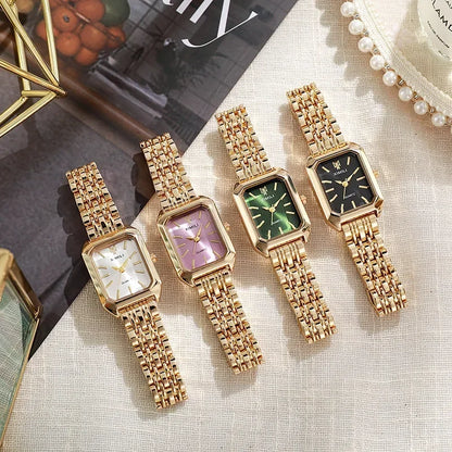 Women's Quartz Watch Rectangle Dial | Fashion Casual Steel Strap Watch