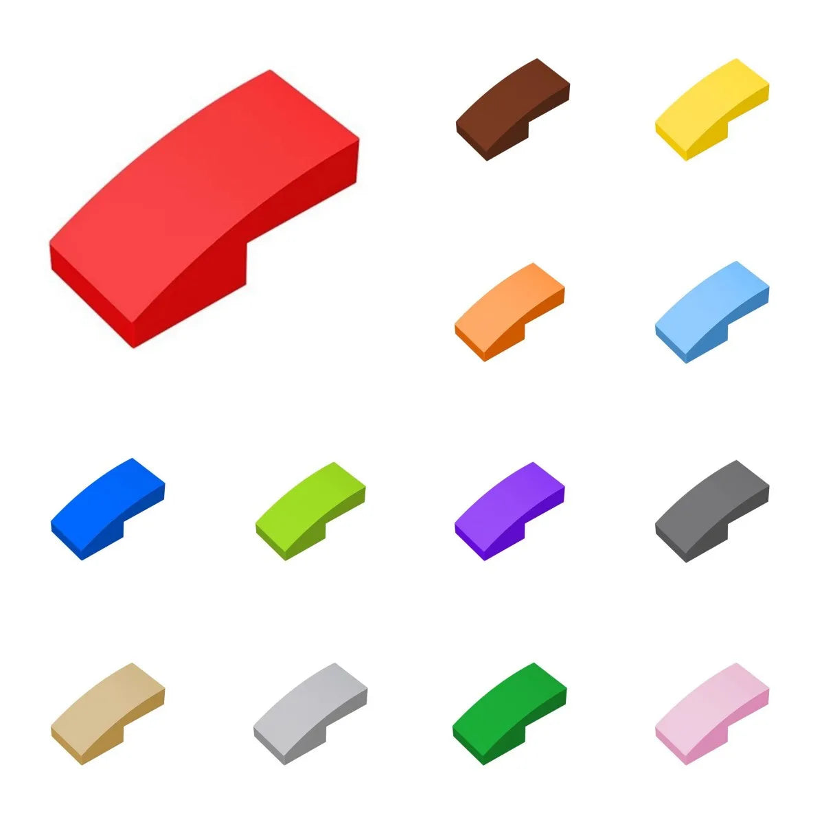 50pcs 11477 Slope Curved 2 x 1 Bricks Bulk | Modular Building Blocks for MOC