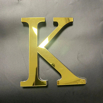 Gold Mirror 3D Letter Wall Stickers – Acrylic Peel & Stick Decor