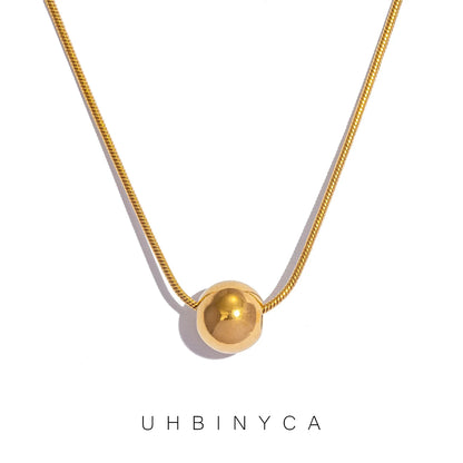Minimalism Stainless Steel Round Bead Necklace | Handmade Chain Collar Jewelry for Women
