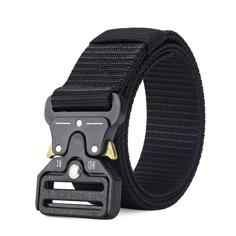 Unisex Tactical Nylon Canvas Belt with Compass, Durable Outdoor & Jeans Belt 1.5 in (3.8 cm) Wide