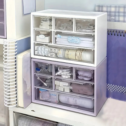 1PC Large-Capacity Plastic Desk Organizer with Drawer – Multifunctional Office Supplies & Stationery Storage–Bedroom Organizer