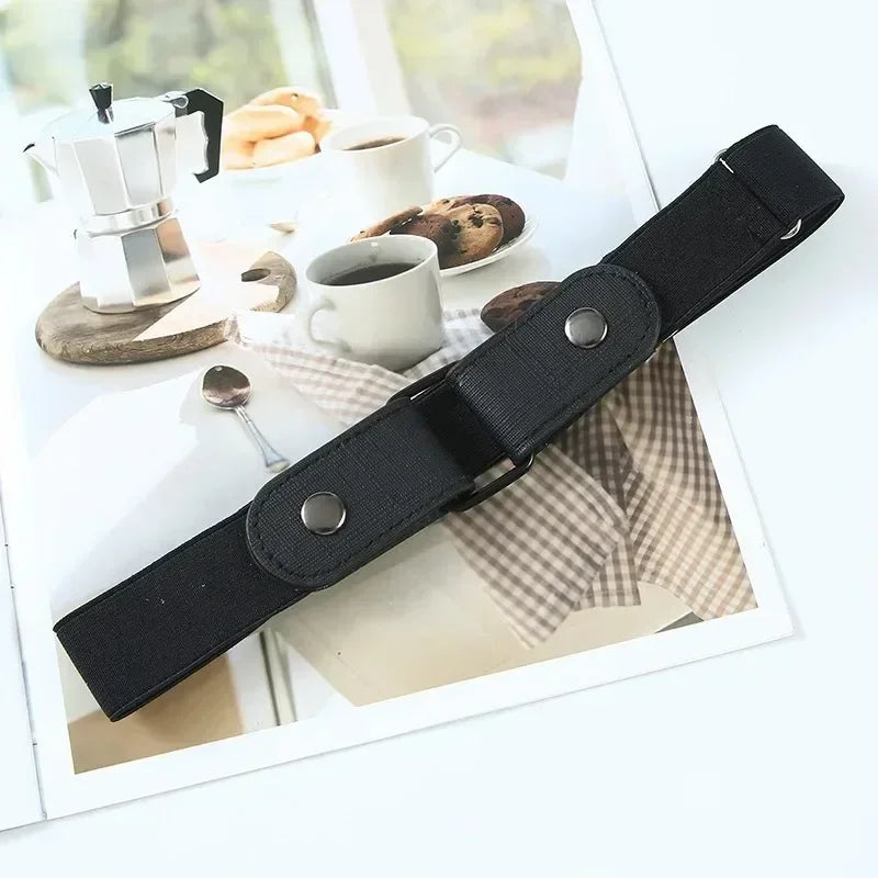Canvas Elastic No-Buckle Adjustable Belt for Jeans – Invisible Waistband 33–45in (85–115cm) for Women & Men